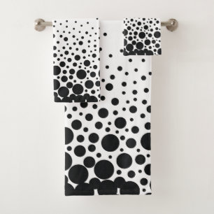 White black polka dot bath towel set