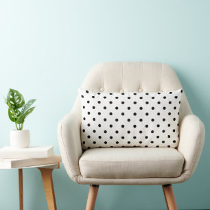 White & Black Polka Dot Throw Pillow Minimalist