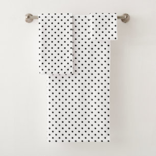White/Black Polka Dots Bath Towel Set