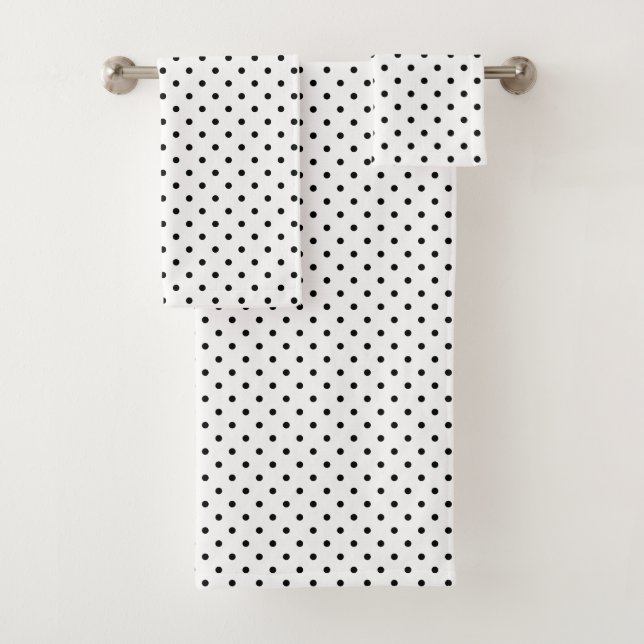 White/Black Polka Dots Bath Towel Set (Insitu)