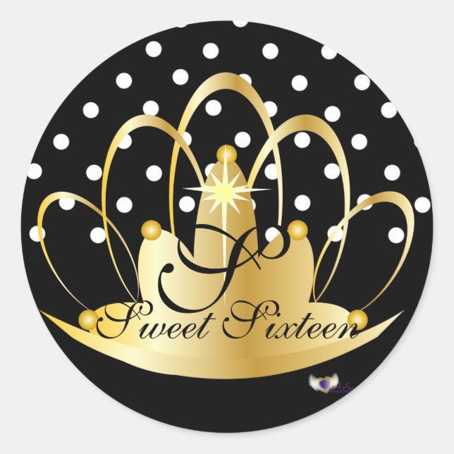 White Black Polka Dots Monogram S-16 -Cust. Classic Round Sticker (Front)