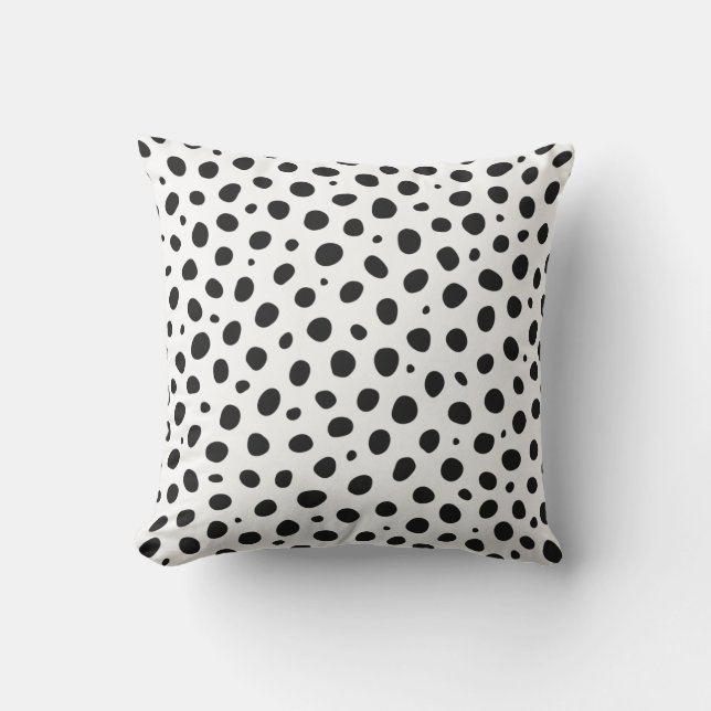White Black Polka Dots Outdoor Pillow (Front)