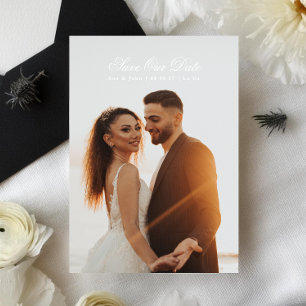 White & Black Premium Classic Calligraphy Photo Save The Date