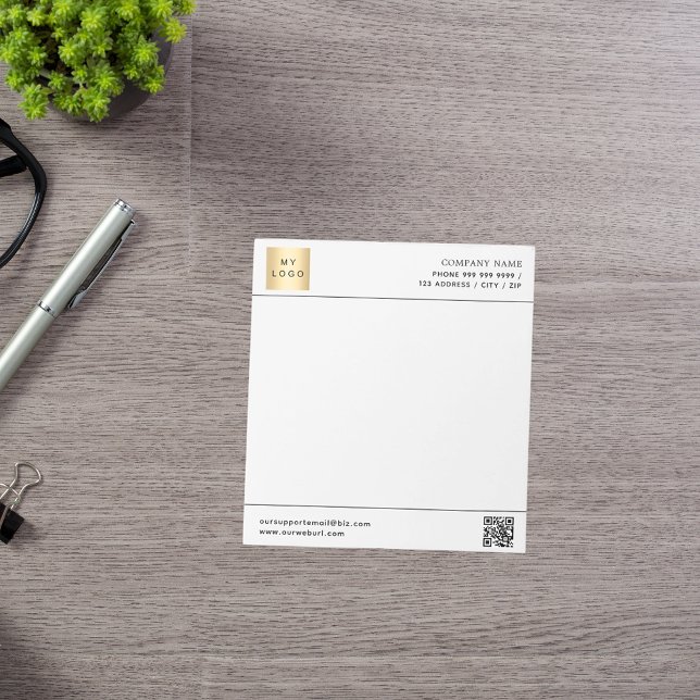 White black QR code business logo letterhead Notepad (Creator Uploaded)