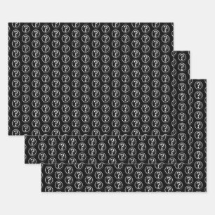 White Black Question Marks Pattern 3D Wrapping Paper Sheet