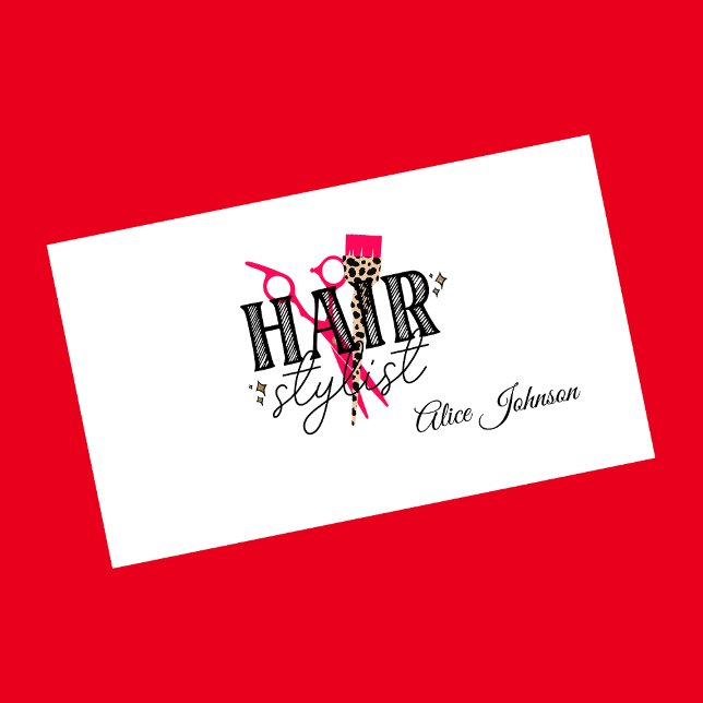 White black red modern professional hair salon  business card (Creator Uploaded)