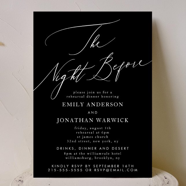 White Black Rehearsal Dinner Wedding Invitation (Creator Uploaded)