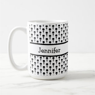 White & Black Retro Pattern Personalised Coffee Mug