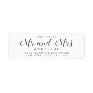 White Black Script Future Mr Mrs Return Address Label