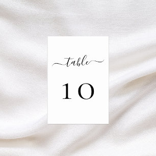 White black script wedding table number