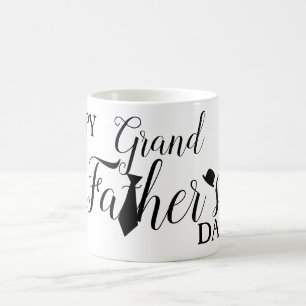 White Black Scripts Tie Happy Grand Father's Day  Coffee Mug