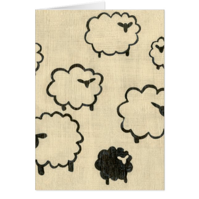 White & Black Sheep on Cream Background (Front)