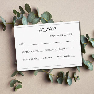 White Black Silver Classic Formal Elegant Wedding  Enclosure Card