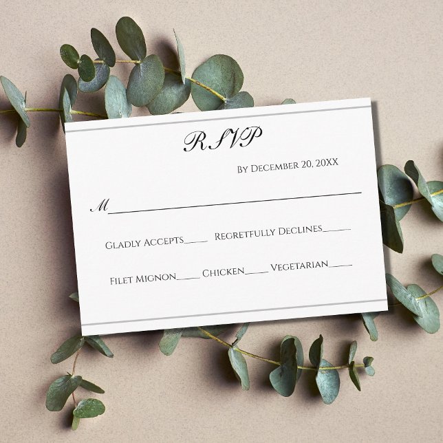 White Black Silver Classic Formal Elegant Wedding  Enclosure Card (Creator Uploaded)