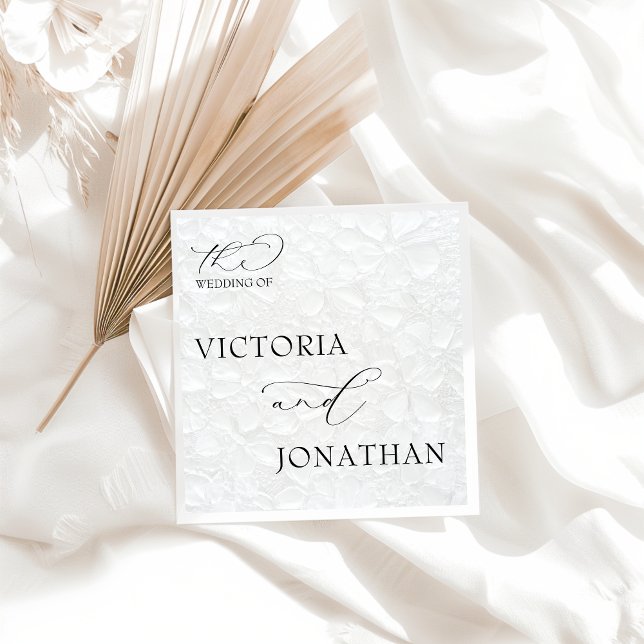 White & Black Simple Elegant Wedding Napkin (Creator Uploaded)