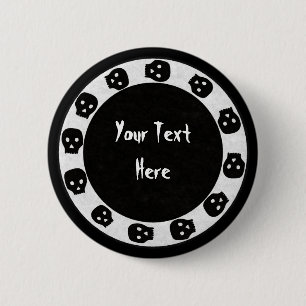 White-Black Skull Button