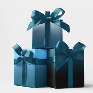 White Black Sky Blue and Ocean Blue Ombre Mix Wrapping Paper Sheet