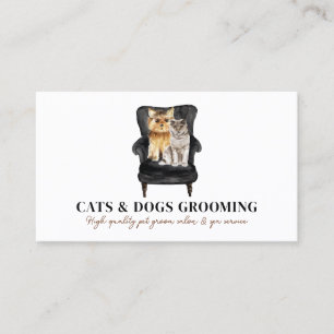 White Black Sofa Yorkie Dog Scottish Cat Pet Business Card