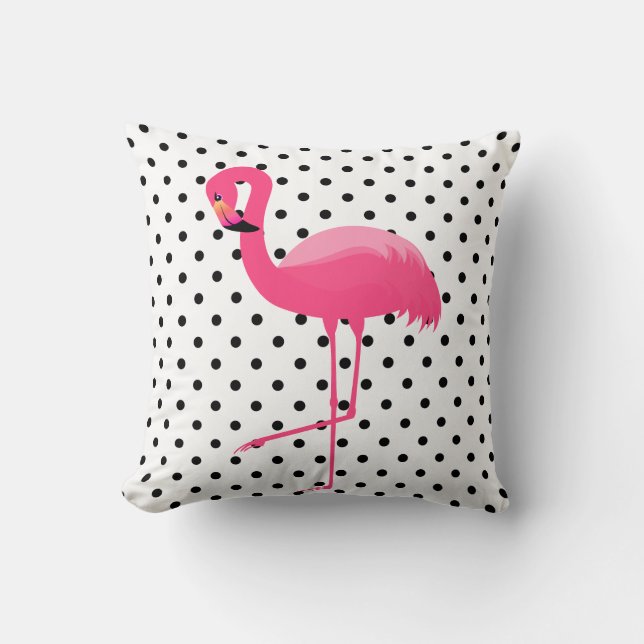 WHITE BLACK SPOT FLAMINGO CUSHIONS  (Front)