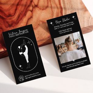 White black star Yoga instructor studio teacher Business Card