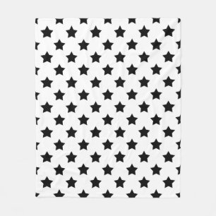  White Black Stars Pattern Decorative Fleece Blanket