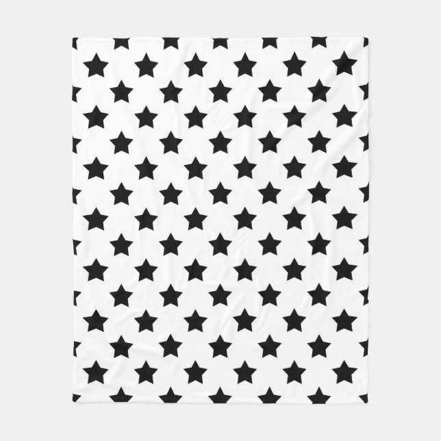  White Black Stars Pattern Decorative Fleece Blanket (Front)
