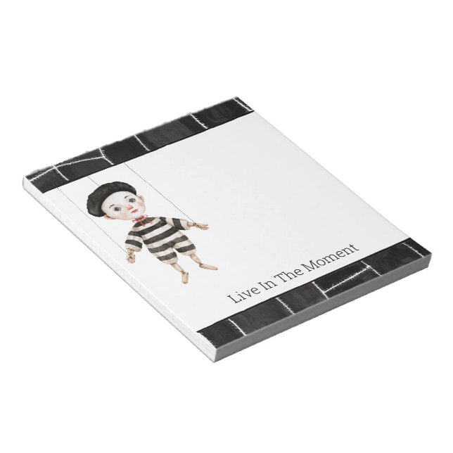 White Black Stitches Puppet Notepad (Angled)