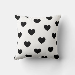 White Black Sweet Cosy Modern Romantic Chic Heart Cushion