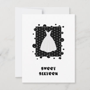White & Black Sweet Sixteen Invitation