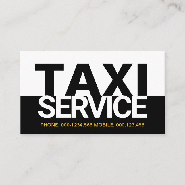White Black Taxi Service Layers Designated Driver Business Card (Front)