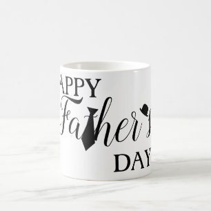White Black  Tie Scripts Happy Father's Day Coffee Mug