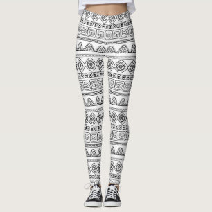 white&black tribal aztec pattern leggings