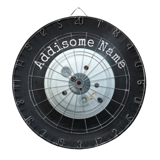 White & Black truck wheel /  car tire   Dartboard (Front)
