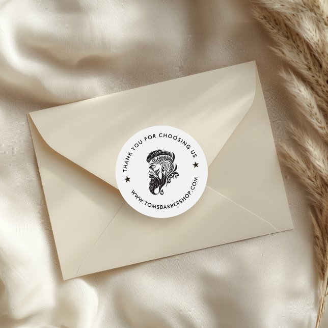 White Black Typography Custom Hair Logo Classic Round Sticker (Creator Uploaded)