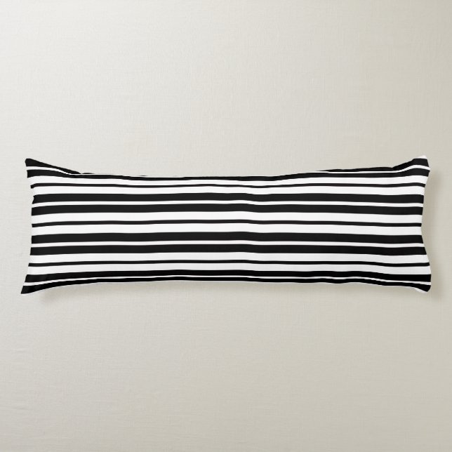 White Black Vertical Stripes Pattern Design Body Cushion (Front)
