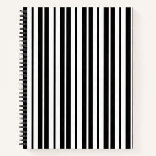 White Black Vertical Stripes Pattern Design Notebook