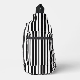 White Black Vertical Stripes Pattern Design Sling Bag