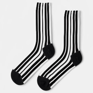 White Black Vertical Stripes Pattern Design Socks