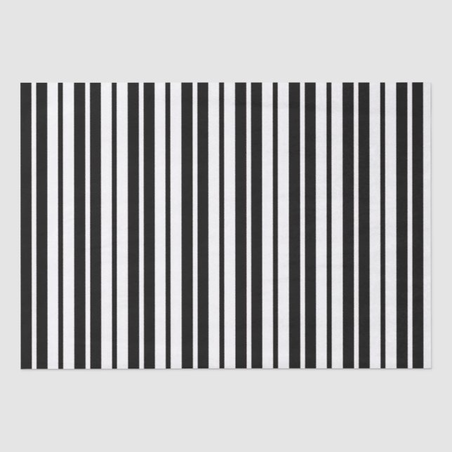 White Black Vertical Stripes Pattern Design Tissue Paper (Front)