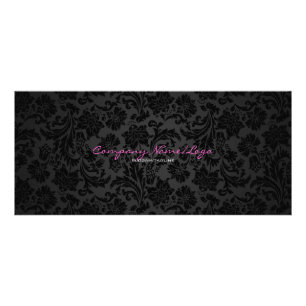 White & Black Vintage Floral Damasks Rack Card
