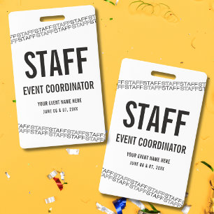 White Black VIP All Access Pass Staff ID Badge