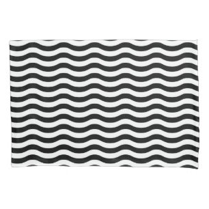 White Black Wave Pattern - Customisable background Pillowcase