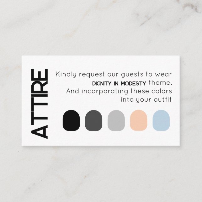 White Black Wedding Attire Guest Dress Code Card (Front)
