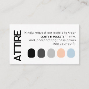 White Black Wedding Attire Guest Dress Code Card