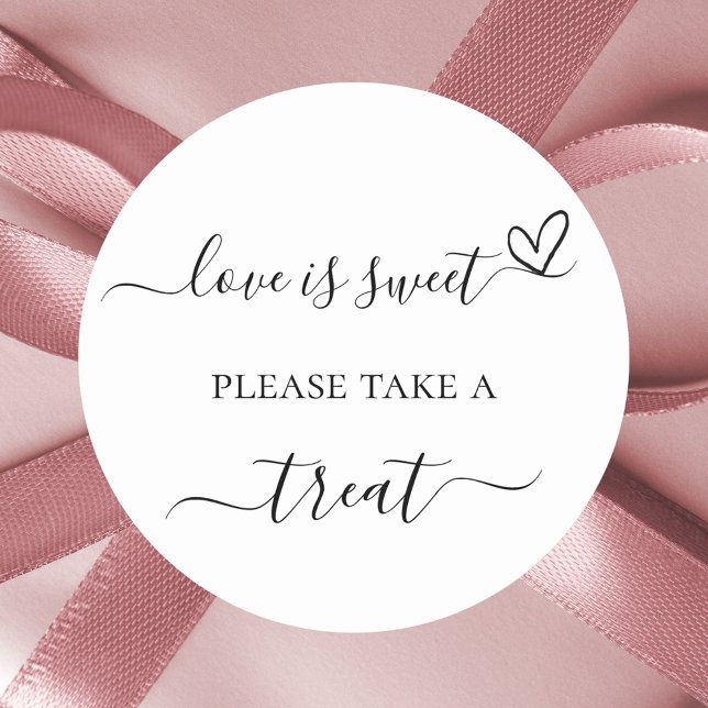 White black wedding favour treat classic round sticker (Creator Uploaded)