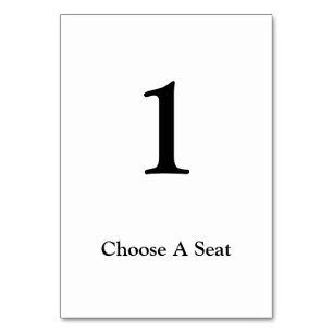 White/Black Wedding Table Number Card