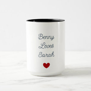 White & Black with Heart:  Love Mug