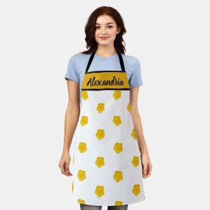 White & Black With Yellow Wildflower Photo Apron