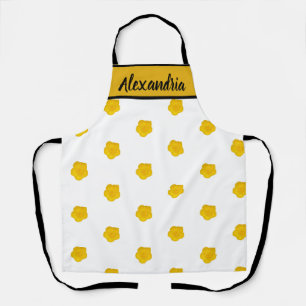 White & Black With Yellow Wildflower Photo Apron
