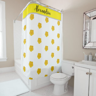 White & Black With Yellow Wildflower Photo Shower Curtain